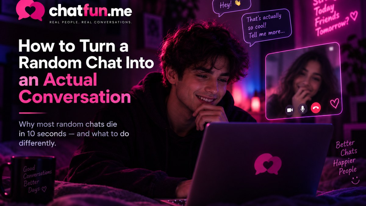 Two people having a lively random chat on Chatfun